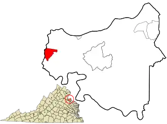 Location in King George County and the state of Virginia