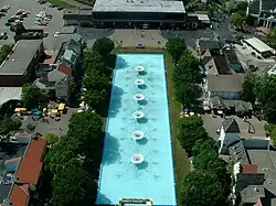 View from the upper observation deck at Kings Island, before the 2019 International Street redesign.