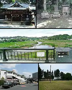 top: Suitengū Shrine, site of Taki-no-Jo middle: Yanase River bottom: Kiyose Station, Owada Transmitter
