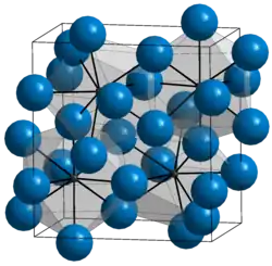 Orthorhombic Fe3C. Iron atoms are blue