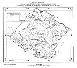 Map of Kumaon in 1924, showing Kuti river flowing from Limpiyadhura, Kali river from Lipulekh but the Kalapani area is in Kumaon (India)