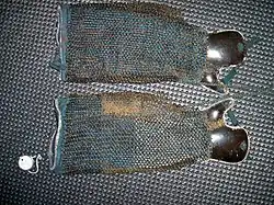 Edo period Japanese (samurai) mail gauntlets kusari han kote, butted rings.