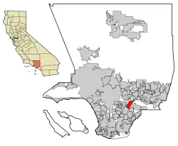 Location of Pico Rivera in Los Angeles County, California