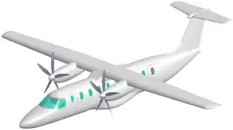 high-wing, twin engine, T-tail aircraft