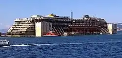 Wreck departing Giglio for Genoa, 23 July 2014