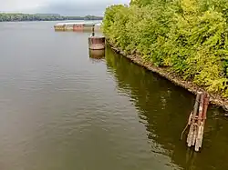 La Crosse Mississippi River barge and mooring tripods