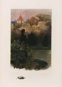 Romuald thinks he sees the silhouette of Clarimonde in his garden.