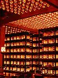 Lanterns burning in Tōrō-dō Hall, in Okunoin.