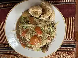 Lao papaya salad with pork rinds