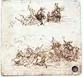 Study of battles on Horseback and foot by Leonardo