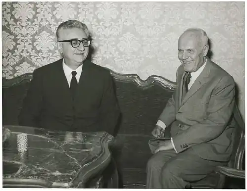 Giovanni Leone with Sandro Pertini, President of the Chamber of Deputies, in June 1968