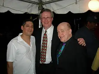 L to R: Steve Ramos, Ray Reach, and Lew Soloff backstage at the Taste of 4th Avenue Jazz Festival, sponsored by the Alabama Jazz Hall of Fame in Birmingham, Alabama, September 27, 2008