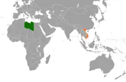 Map indicating locations of Libya and Vietnam