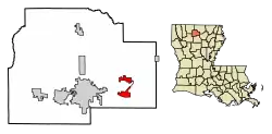 Location of Choudrant in Lincoln Parish, Louisiana.