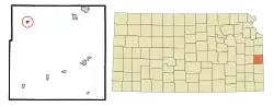Location within Linn County and Kansas