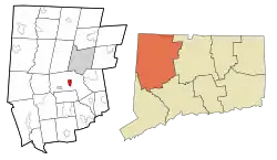 Litchfield's location within Litchfield County and Connecticut