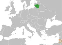 Map indicating locations of Lithuania and Palestine