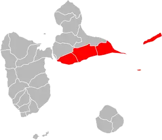 Location of La Riviéra du Levant within the department