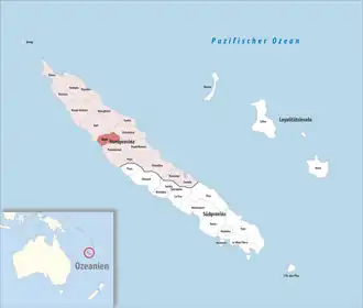 Location of the commune (in red) within New Caledonia