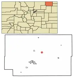 Location of Iliff in Logan County, Colorado.