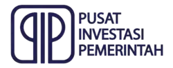 Two interlocking P's facing away from each other to the left of text stating the investment groups name in Indonesian