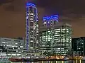 The Pan Peninsula towers at night