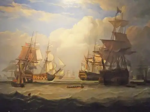 Lord Anson's Arrival At Spithead With His Prizes by John Christian Schetky