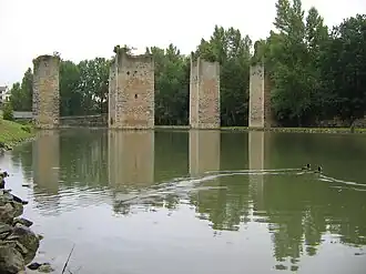 The remains of the bridge of the Château de Lussac-Les-Châteaux