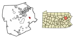 Location of Bear Creek Village in Luzerne County, Pennsylvania.