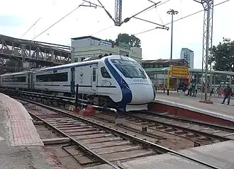 This Vande Bharat Express train departing from KSR Bengaluru City Jn and heading towards Chennai Central