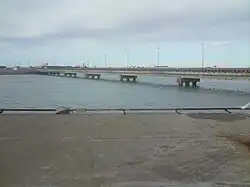 Panoramic view of the pier and railway complex in Punta Loyola.
