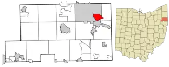 Location of Campbell in Mahoning County. Ohio.