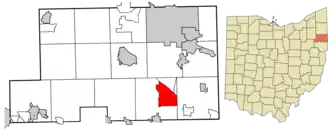 Location of North Lima in Mahoning County, Ohio.