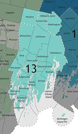 Map of Maine's 13th State Senate district