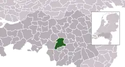 Highlighted position of Oirschot in a municipal map of North Brabant