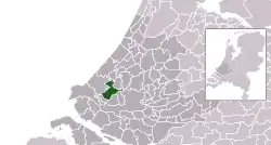 Highlighted position of Midden-Delfland in a municipal map of South Holland