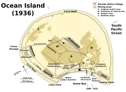 Map of Banaba at the time of phosphate mining
