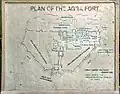 Plan of Agra Fort on display at the fort, 2012