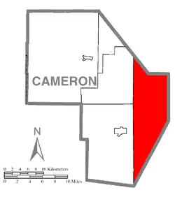 Map of Cameron County, Pennsylvania highlighting Grove Township