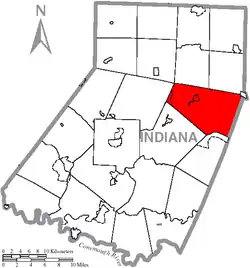 Map of Indiana County, Pennsylvania Highlighting Green Township