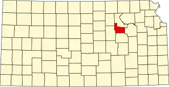 Map of Kansas highlighting Geary County