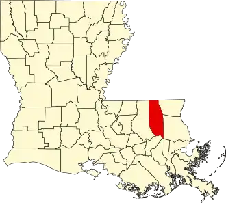 Map of Louisiana highlighting Tangipahoa Parish