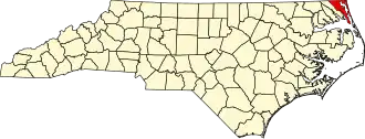 Map of North Carolina highlighting Currituck County