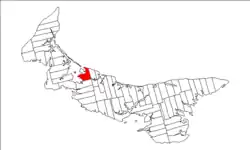 Map of Prince Edward Island highlighting Lot 18
