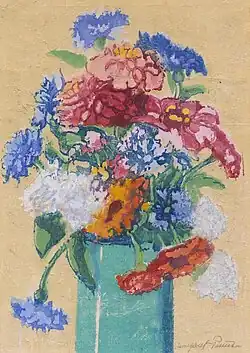 Zinnias and Bachelor Buttons