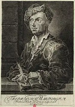 Engraving of F.W. Marpurg by Berol after a drawing by Kauke, 1758