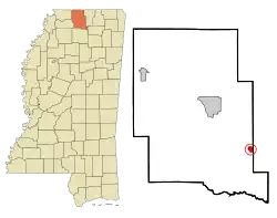 Location in Marshall County and the state of Mississippi