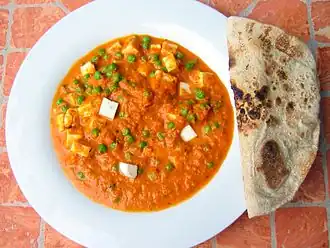 Matar paneer with chapati