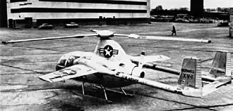 McDonnell XV-1. Optionally powered rotor, pusher propeller, wings.