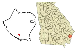 Location in McIntosh County and the state of Georgia